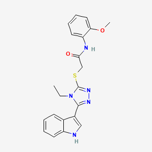 molecular formula C21H21N5O2S B3010983 2-((4-乙基-5-(1H-吲哚-3-基)-4H-1,2,4-三唑-3-基)硫代)-N-(2-甲氧基苯基)乙酰胺 CAS No. 832680-82-7