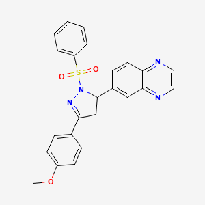 molecular formula C24H20N4O3S B3010986 6-(3-(4-甲氧基苯基)-1-(苯磺酰基)-4,5-二氢-1H-吡唑-5-基)喹喔啉 CAS No. 871307-83-4