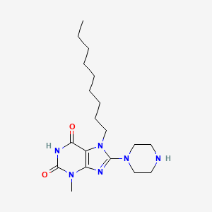 molecular formula C19H32N6O2 B3010987 3-Methyl-7-nonyl-8-piperazin-1-ylpurine-2,6-dione CAS No. 329702-29-6