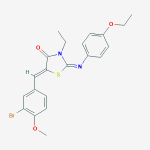 molecular formula C21H21BrN2O3S B301099 5-(3-Bromo-4-methoxybenzylidene)-2-[(4-ethoxyphenyl)imino]-3-ethyl-1,3-thiazolidin-4-one 