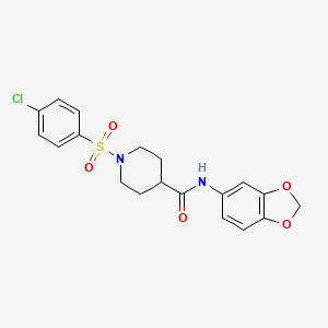 molecular formula C19H19ClN2O5S B3010990 N-(2H-1,3-苯并二氧杂环-5-基)-1-(4-氯苯磺酰基)哌啶-4-甲酰胺 CAS No. 848894-47-3