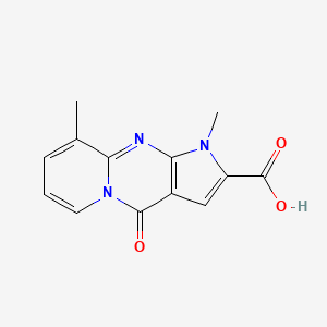 molecular formula C13H11N3O3 B3010993 1,9-Dimethyl-4-oxo-1,4-dihydropyrido[1,2-a]pyrrolo[2,3-d]pyrimidine-2-carboxylic acid CAS No. 724738-62-9