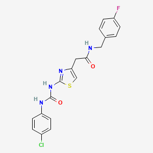 molecular formula C19H16ClFN4O2S B3011000 2-(2-(3-(4-chlorophenyl)ureido)thiazol-4-yl)-N-(4-fluorobenzyl)acetamide CAS No. 921467-88-1