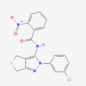 molecular formula C18H13ClN4O3S B3011001 N-[2-(3-chlorophenyl)-4,6-dihydrothieno[3,4-c]pyrazol-3-yl]-2-nitrobenzamide CAS No. 450340-77-9