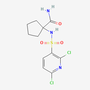 molecular formula C11H13Cl2N3O3S B3011010 1-(2,6-Dichloropyridine-3-sulfonamido)cyclopentane-1-carboxamide CAS No. 1387495-46-6
