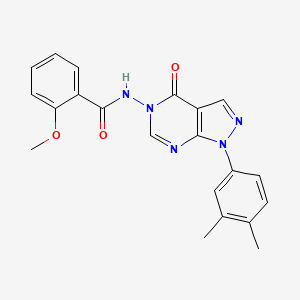molecular formula C21H19N5O3 B3011011 N-(1-(3,4-dimethylphenyl)-4-oxo-1H-pyrazolo[3,4-d]pyrimidin-5(4H)-yl)-2-methoxybenzamide CAS No. 899967-15-8