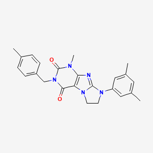 molecular formula C24H25N5O2 B3011012 8-(3,5-dimethylphenyl)-1-methyl-3-(4-methylbenzyl)-7,8-dihydro-1H-imidazo[2,1-f]purine-2,4(3H,6H)-dione CAS No. 872843-28-2