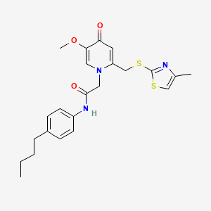 molecular formula C23H27N3O3S2 B3011014 N-(4-丁基苯基)-2-(5-甲氧基-2-(((4-甲基噻唑-2-基)硫代)甲基)-4-氧代吡啶-1(4H)-基)乙酰胺 CAS No. 951578-95-3