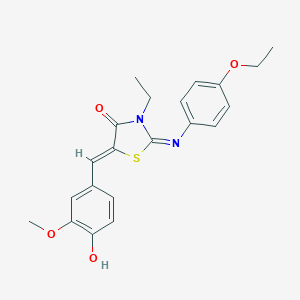 molecular formula C21H22N2O4S B301102 (2E,5Z)-2-[(4-ethoxyphenyl)imino]-3-ethyl-5-(4-hydroxy-3-methoxybenzylidene)-1,3-thiazolidin-4-one 