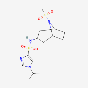 molecular formula C14H24N4O4S2 B3011022 1-isopropyl-N-(8-(methylsulfonyl)-8-azabicyclo[3.2.1]octan-3-yl)-1H-imidazole-4-sulfonamide CAS No. 2034559-75-4