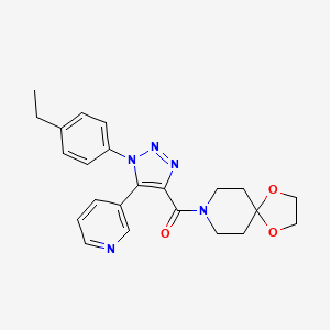 molecular formula C23H25N5O3 B3011028 (1-(4-乙基苯基)-5-(吡啶-3-基)-1H-1,2,3-三唑-4-基)(1,4-二氧杂-8-氮杂螺[4.5]癸-8-基)甲苯酮 CAS No. 1251581-51-7