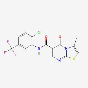 molecular formula C15H9ClF3N3O2S B3011041 N-(2-chloro-5-(trifluoromethyl)phenyl)-3-methyl-5-oxo-5H-thiazolo[3,2-a]pyrimidine-6-carboxamide CAS No. 851945-90-9