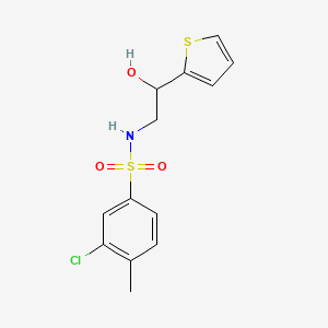 molecular formula C13H14ClNO3S2 B3011044 3-chloro-N-(2-hydroxy-2-(thiophen-2-yl)ethyl)-4-methylbenzenesulfonamide CAS No. 1351654-78-8