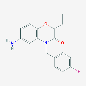6-amino-2-ethyl-4-[(4-fluorophenyl)methyl]-3,4-dihydro-2H-1,4-benzoxazin-3-one