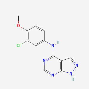 molecular formula C12H10ClN5O B3011050 N-(3-chloro-4-methoxyphenyl)-1H-pyrazolo[3,4-d]pyrimidin-4-amine CAS No. 1021134-35-9