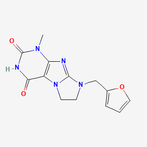 molecular formula C13H13N5O3 B3011057 8-(2-呋喃甲基)-1-甲基-1,3,5-三氢咪唑并[1,2-h]嘌呤-2,4-二酮 CAS No. 887883-17-2