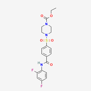 molecular formula C20H21F2N3O5S B3011060 4-[4-[(2,4-二氟苯基)氨基羰基]苯基]磺酰基哌嗪-1-羧酸乙酯 CAS No. 399000-92-1