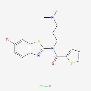 molecular formula C17H19ClFN3OS2 B3011061 N-(3-(二甲氨基)丙基)-N-(6-氟苯并[d]噻唑-2-基)噻吩-2-甲酰胺盐酸盐 CAS No. 1216805-30-9