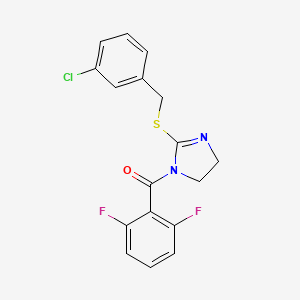 B3011063 (2-((3-chlorobenzyl)thio)-4,5-dihydro-1H-imidazol-1-yl)(2,6-difluorophenyl)methanone CAS No. 851808-24-7
