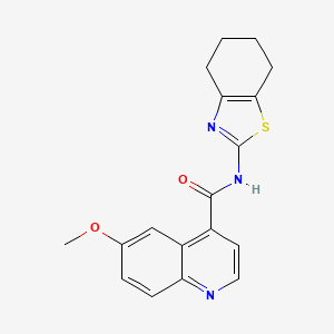 molecular formula C18H17N3O2S B3011065 6-methoxy-N-(4,5,6,7-tetrahydro-1,3-benzothiazol-2-yl)quinoline-4-carboxamide CAS No. 2415629-30-8