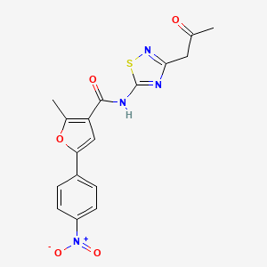 B3011066 2-methyl-5-(4-nitrophenyl)-N-[3-(2-oxopropyl)-1,2,4-thiadiazol-5-yl]furan-3-carboxamide CAS No. 900136-76-7