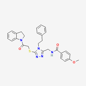 molecular formula C29H29N5O3S B3011067 N-((5-((2-(吲哚-1-基)-2-氧代乙基)硫)-4-苯乙基-4H-1,2,4-三唑-3-基)甲基)-4-甲氧基苯甲酰胺 CAS No. 476448-01-8