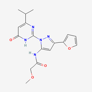molecular formula C17H19N5O4 B3011078 N-(3-(呋喃-2-基)-1-(4-异丙基-6-氧代-1,6-二氢嘧啶-2-基)-1H-吡唑-5-基)-2-甲氧基乙酰胺 CAS No. 1206988-37-5