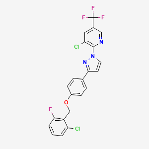 molecular formula C22H13Cl2F4N3O B3011083 3-chloro-2-(3-{4-[(2-chloro-6-fluorobenzyl)oxy]phenyl}-1H-pyrazol-1-yl)-5-(trifluoromethyl)pyridine CAS No. 477711-65-2