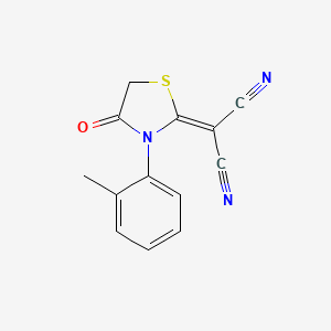 molecular formula C13H9N3OS B3011086 2-[3-(2-Methylphenyl)-4-oxo-2-thiazolidinylidene]propanedinitrile CAS No. 702668-92-6