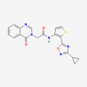 molecular formula C19H15N5O3S B3011087 N-(2-(3-cyclopropyl-1,2,4-oxadiazol-5-yl)thiophen-3-yl)-2-(4-oxoquinazolin-3(4H)-yl)acetamide CAS No. 1787914-97-9