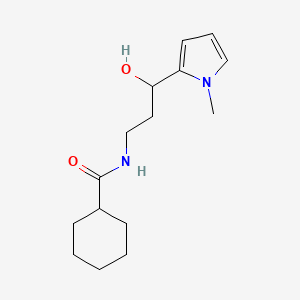 molecular formula C15H24N2O2 B3011091 N-(3-hydroxy-3-(1-methyl-1H-pyrrol-2-yl)propyl)cyclohexanecarboxamide CAS No. 1788677-61-1