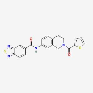 molecular formula C21H16N4O2S2 B3011092 N-(2-(thiophene-2-carbonyl)-1,2,3,4-tetrahydroisoquinolin-7-yl)benzo[c][1,2,5]thiadiazole-5-carboxamide CAS No. 1207028-81-6