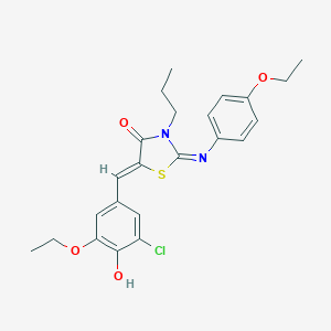 molecular formula C23H25ClN2O4S B301110 5-(3-Chloro-5-ethoxy-4-hydroxybenzylidene)-2-[(4-ethoxyphenyl)imino]-3-propyl-1,3-thiazolidin-4-one 