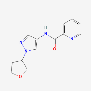 molecular formula C13H14N4O2 B3011103 N-(1-(tetrahydrofuran-3-yl)-1H-pyrazol-4-yl)picolinamide CAS No. 1797895-05-6