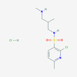 molecular formula C11H19Cl2N3O2S B3011108 2-chloro-6-methyl-N-[2-methyl-3-(methylamino)propyl]pyridine-3-sulfonamide hydrochloride CAS No. 2094170-30-4