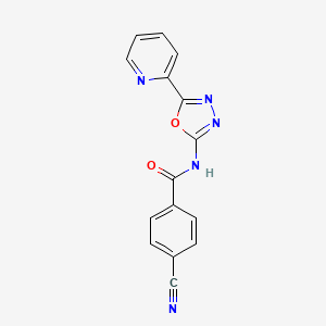 molecular formula C15H9N5O2 B3011112 4-cyano-N-(5-(pyridin-2-yl)-1,3,4-oxadiazol-2-yl)benzamide CAS No. 862809-61-8