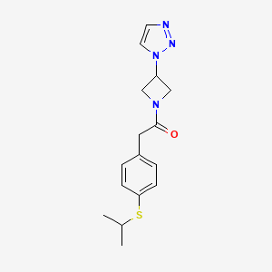 molecular formula C16H20N4OS B3011115 1-(3-(1H-1,2,3-triazol-1-yl)azetidin-1-yl)-2-(4-(isopropylthio)phenyl)ethanone CAS No. 2034522-51-3
