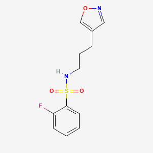 molecular formula C12H13FN2O3S B3011119 2-氟-N-(3-(异恶唑-4-基)丙基)苯磺酰胺 CAS No. 1904412-21-0