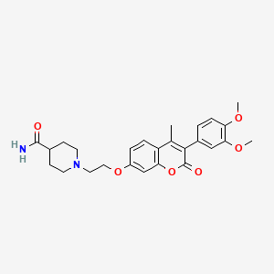 molecular formula C26H30N2O6 B3011133 1-(2-((3-(3,4-dimethoxyphenyl)-4-methyl-2-oxo-2H-chromen-7-yl)oxy)ethyl)piperidine-4-carboxamide CAS No. 903198-73-2