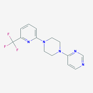 molecular formula C14H14F3N5 B3011135 4-[4-[6-(Trifluoromethyl)pyridin-2-yl]piperazin-1-yl]pyrimidine CAS No. 2415630-79-2