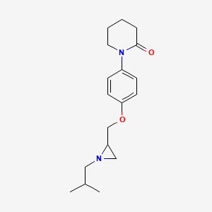molecular formula C18H26N2O2 B3011138 1-[4-[[1-(2-Methylpropyl)aziridin-2-yl]methoxy]phenyl]piperidin-2-one CAS No. 2418648-76-5