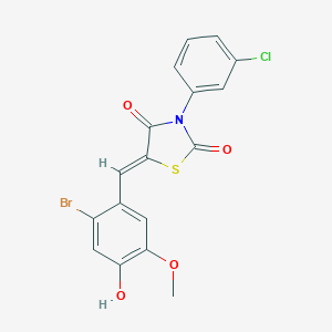molecular formula C17H11BrClNO4S B301114 5-(2-Bromo-4-hydroxy-5-methoxybenzylidene)-3-(3-chlorophenyl)-1,3-thiazolidine-2,4-dione 