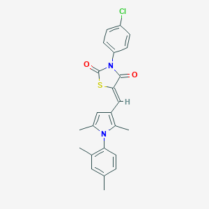 molecular formula C24H21ClN2O2S B301115 3-(4-chlorophenyl)-5-{[1-(2,4-dimethylphenyl)-2,5-dimethyl-1H-pyrrol-3-yl]methylene}-1,3-thiazolidine-2,4-dione 