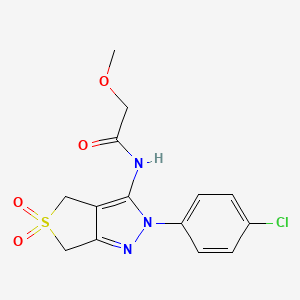 molecular formula C14H14ClN3O4S B3011153 N-[2-(4-chlorophenyl)-5,5-dioxo-4,6-dihydrothieno[3,4-c]pyrazol-3-yl]-2-methoxyacetamide CAS No. 893929-03-8