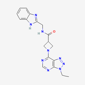 molecular formula C18H19N9O B3011155 N-((1H-苯并[d]咪唑-2-基)甲基)-1-(3-乙基-3H-[1,2,3]三唑并[4,5-d]嘧啶-7-基)氮杂环丁-3-甲酰胺 CAS No. 1448126-67-7