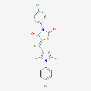 molecular formula C22H16BrClN2O2S B301116 5-{[1-(4-bromophenyl)-2,5-dimethyl-1H-pyrrol-3-yl]methylene}-3-(4-chlorophenyl)-1,3-thiazolidine-2,4-dione 