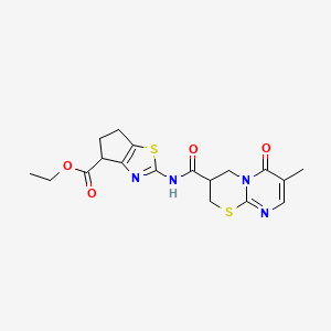 ethyl 2-(7-methyl-6-oxo-2,3,4,6-tetrahydropyrimido[2,1-b][1,3]thiazine-3-carboxamido)-5,6-dihydro-4H-cyclopenta[d]thiazole-4-carboxylate