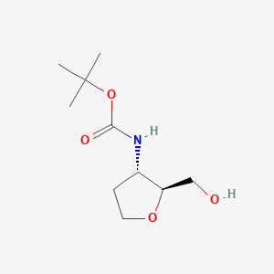 molecular formula C10H19NO4 B3011163 叔丁基 N-[(2S,3S)-2-(羟甲基)四氢呋喃-3-基]氨基甲酸酯 CAS No. 1801627-57-5