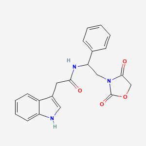 molecular formula C21H19N3O4 B3011164 N-(2-(2,4-dioxooxazolidin-3-yl)-1-phenylethyl)-2-(1H-indol-3-yl)acetamide CAS No. 2034546-43-3