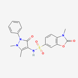 molecular formula C19H18N4O5S B3011168 N-(1,5-dimethyl-3-oxo-2-phenylpyrazol-4-yl)-3-methyl-2-oxo-1,3-benzoxazole-6-sulfonamide CAS No. 867136-00-3